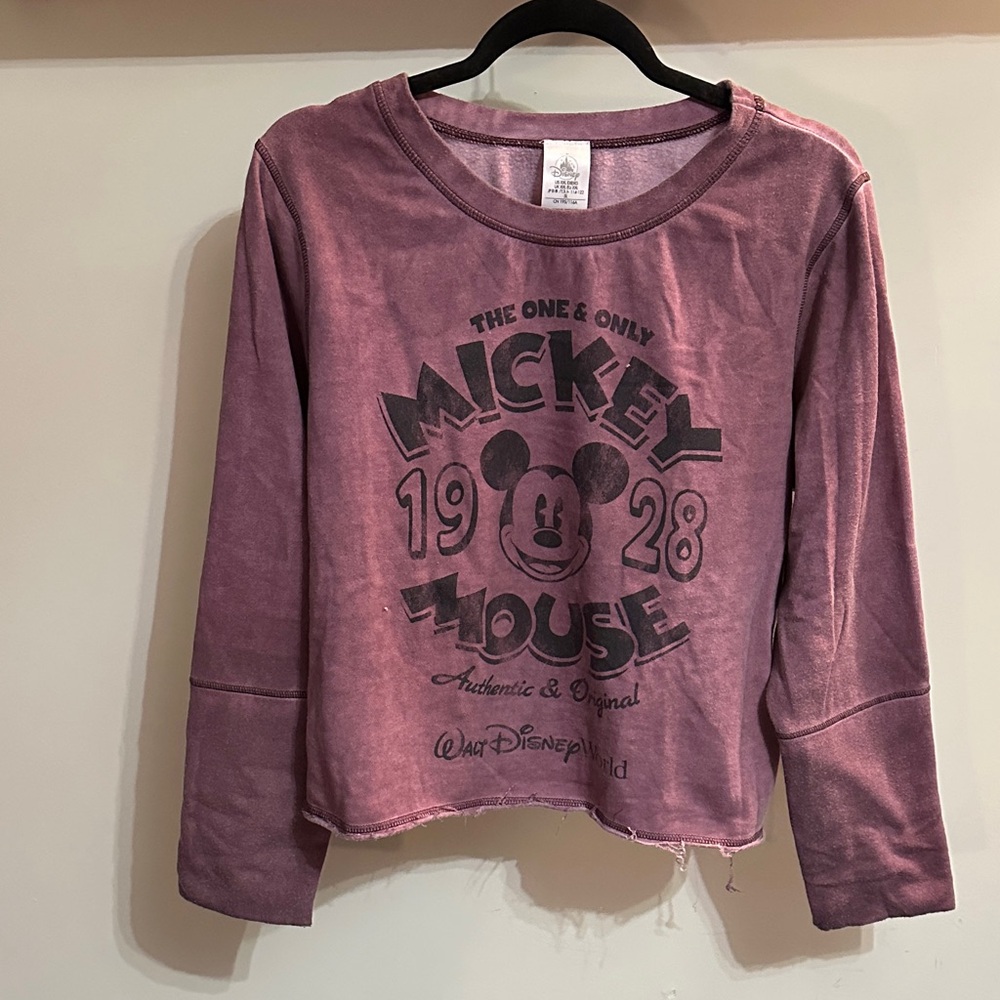 Disney Mickey Mouse Purple Long Sleeve Crop Sweatshirt